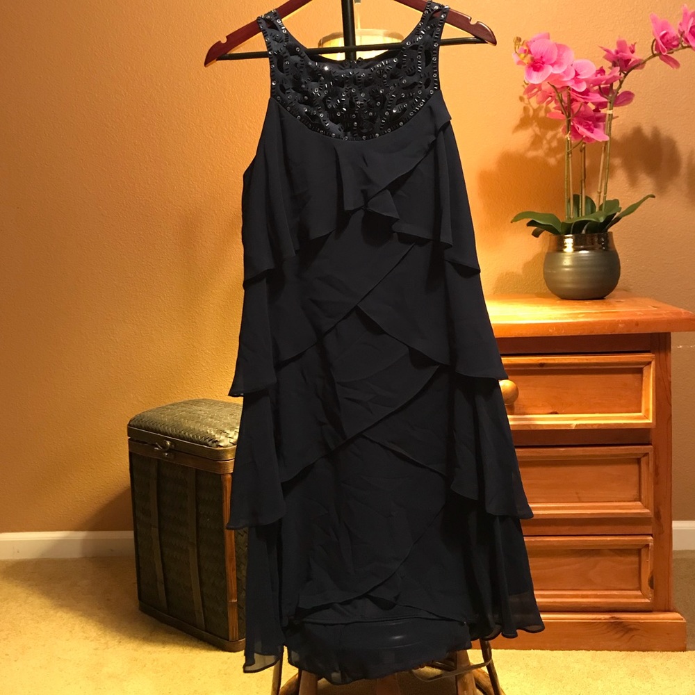 SLNY Tiered Chiffon Dress